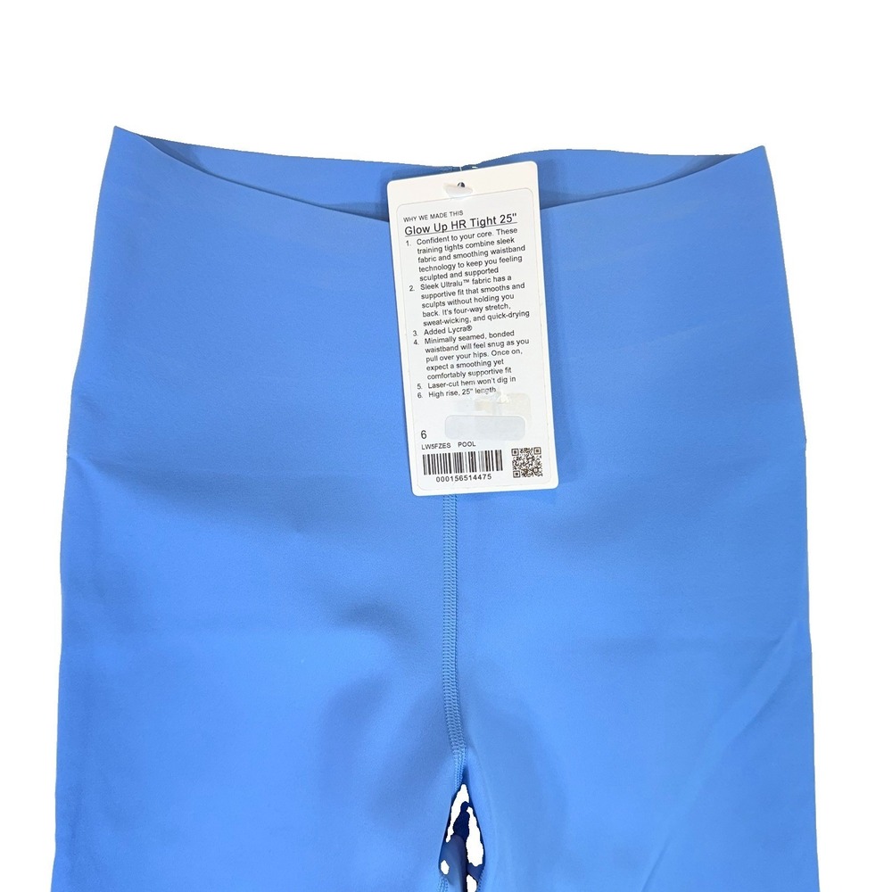 NWT Lululemon Glow Up HR Tight 25 Pool Blue Size 6 Laser Cut Leggings $118 NEW - Picture 5 of 10